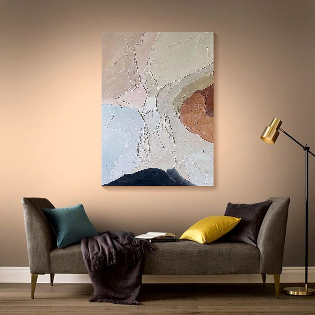 Original Framed Textured Wall Art Abstract Neutral Color Textured