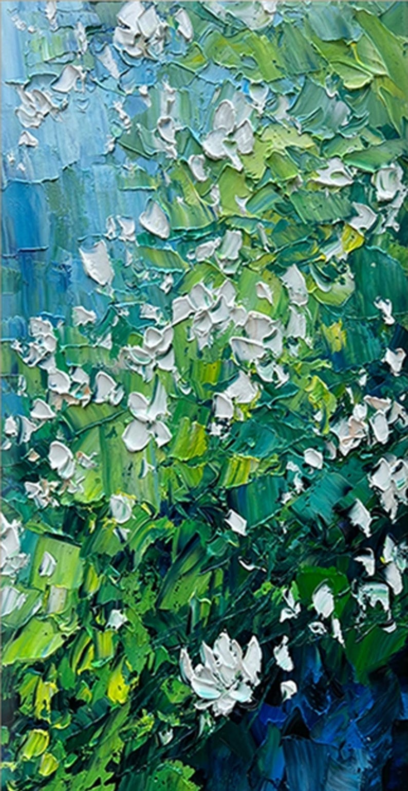 3D Textured Wall Art Green Abstract Painting on Canvas Spring Decor