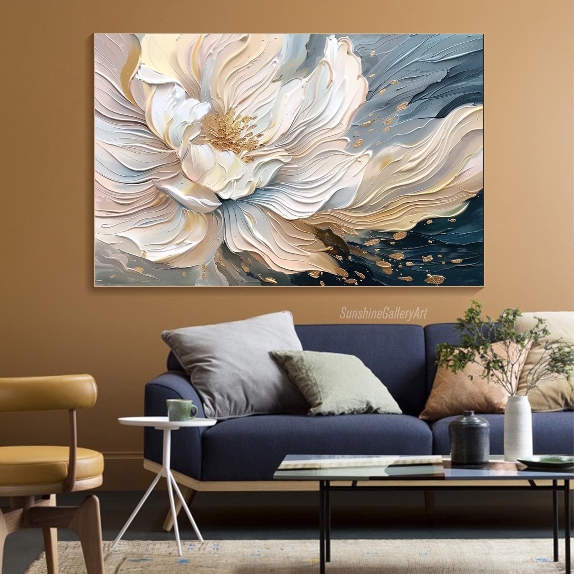 Original Flower Textured Wall Art 3D Abstract Oil Painting on Canvas ...