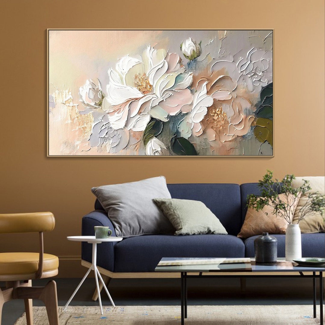 Original Flower Textured Wall Art 3D Abstract Painting on Canvas Wall