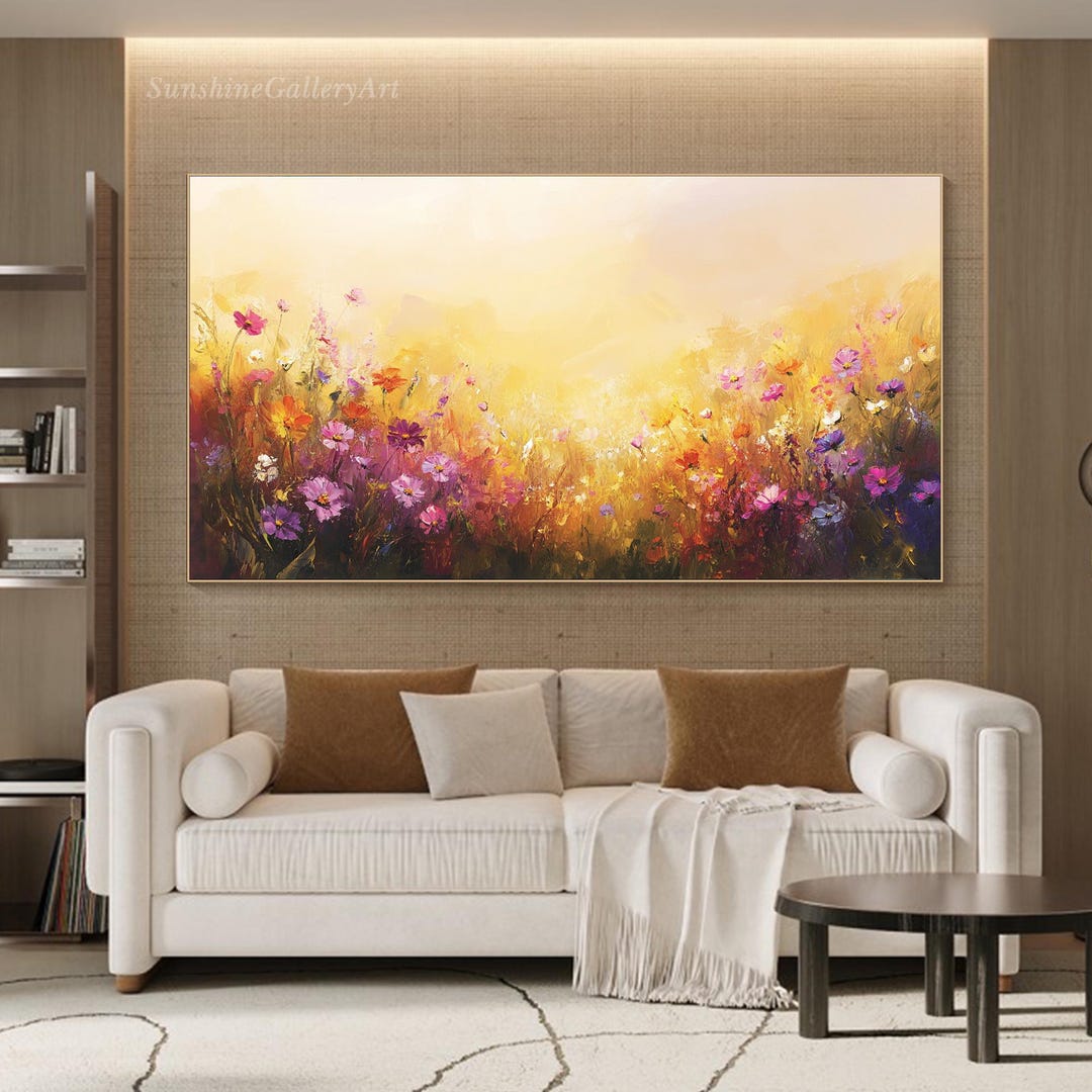 Wildflower Oil Painting on Canvas 3D Floral Textured Wall Art ...