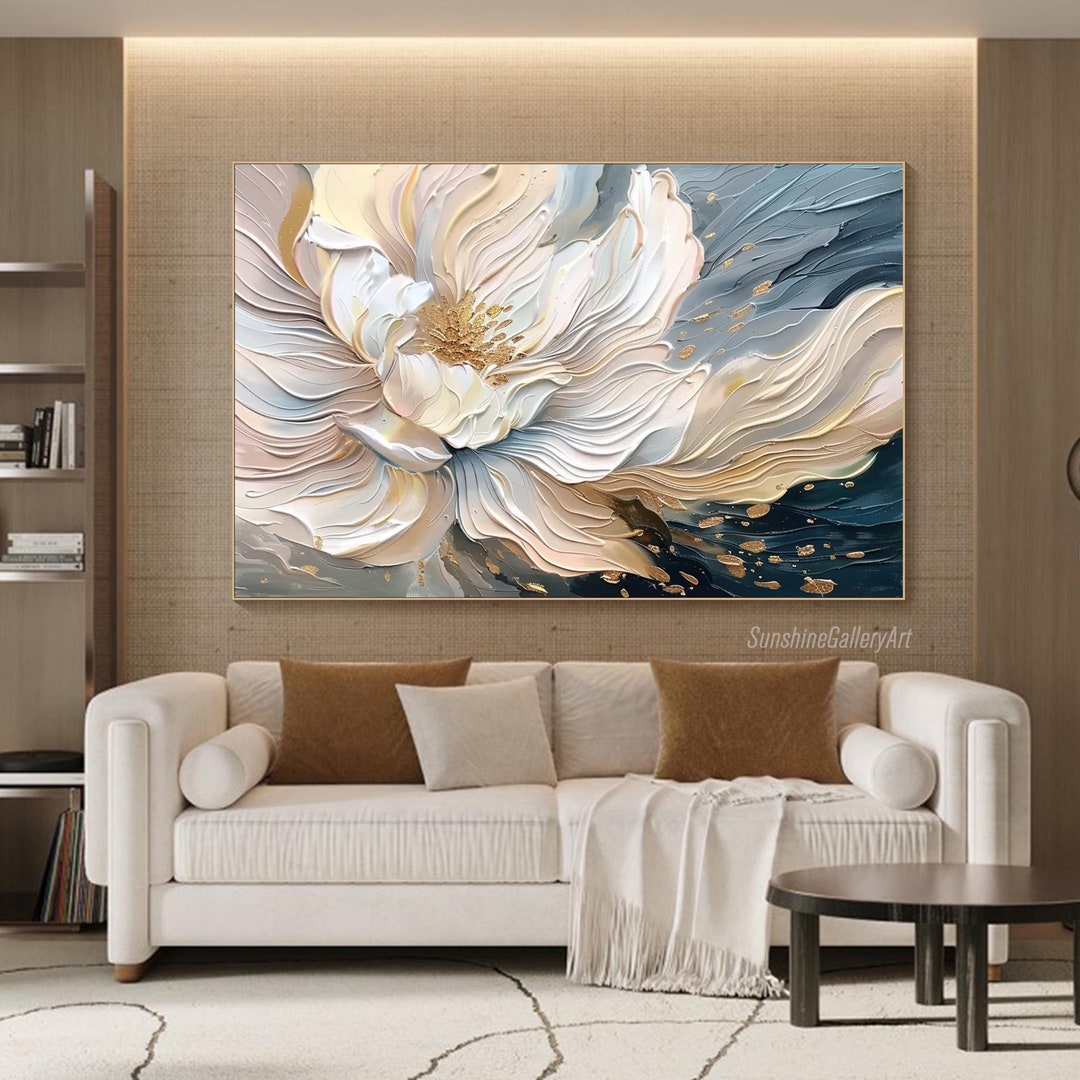 Original Flower Textured Wall Art 3D Abstract Oil Painting on Canvas ...
