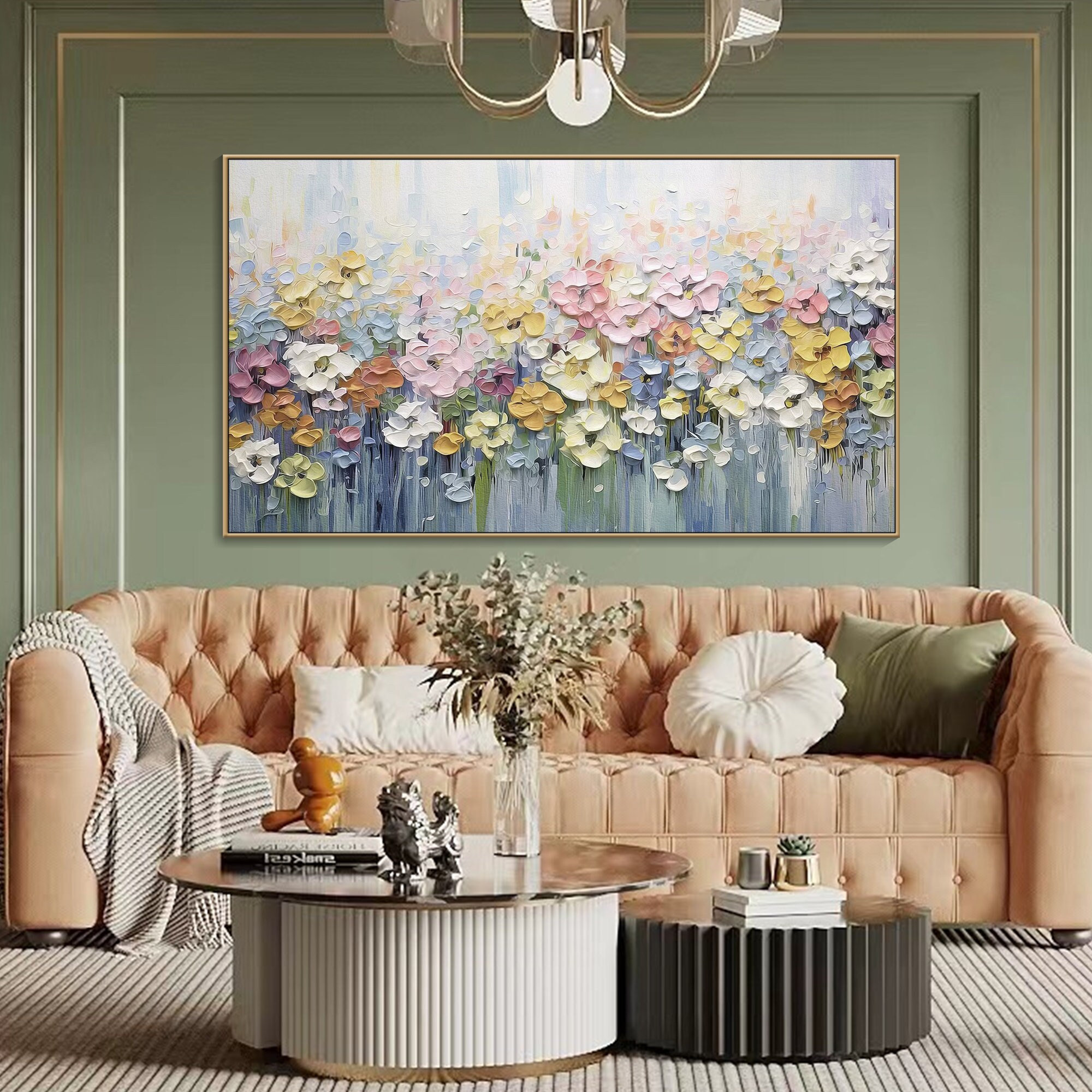 Original Colorful Flower Painting on Canvas 3D Textured Wall Art Custom Wall Art Floral Painting Modern Art Living Room Wall Art Fancy Art