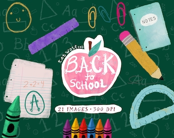Pack clipart en classe de retour à l’école, clipart éducatif, SVG en classe, art numérique pour cartes flash et matériel pédagogique pour les enseignants