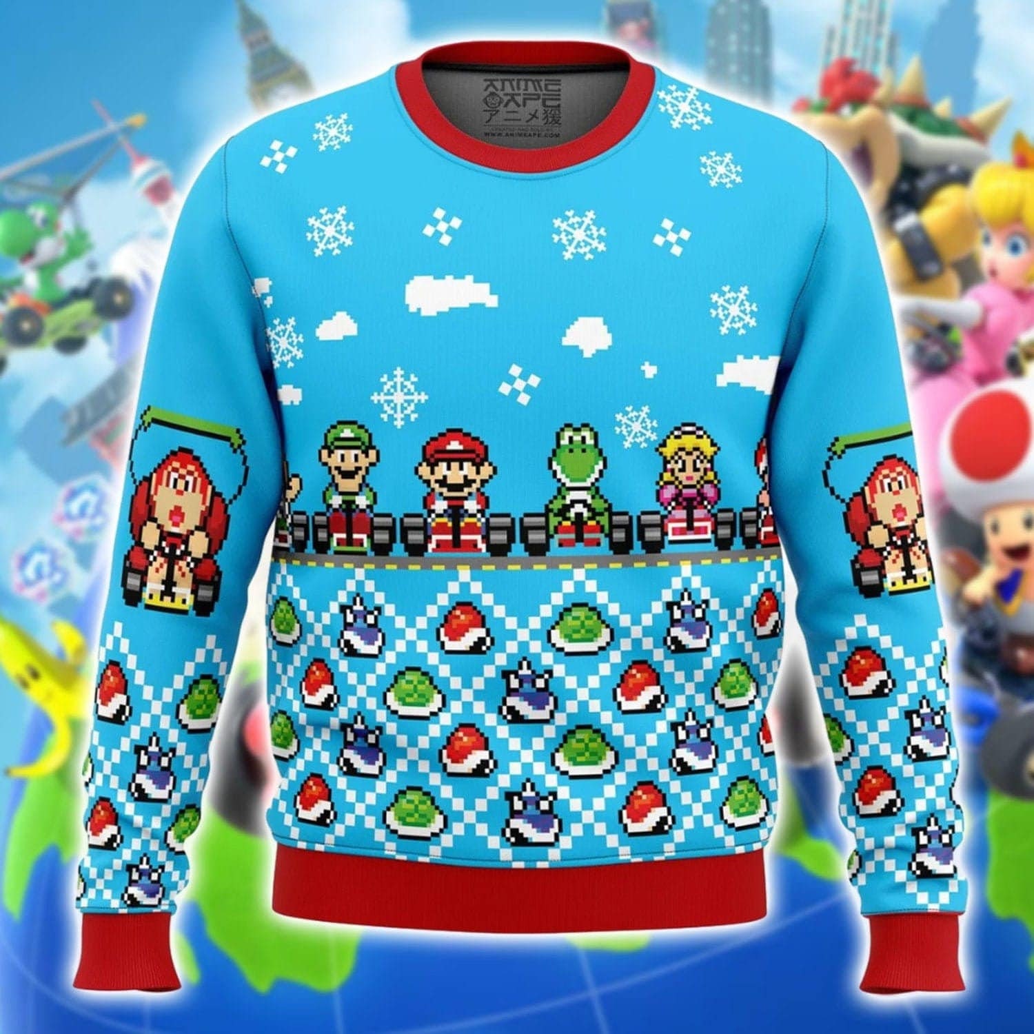 Mario Kart 2023 Ugly Christmas Sweater, Video Game Christmas sweater, Super Mario Bros sold by