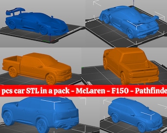3 pcs Car 3D STL in a Pack -  McLaren Senna 2021- Ford F-150 Lightning 2022 - Nissan Pathfinder 2022