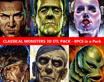 Classic Monsters STL Pack - 8 pcs in a pack (High Quality)