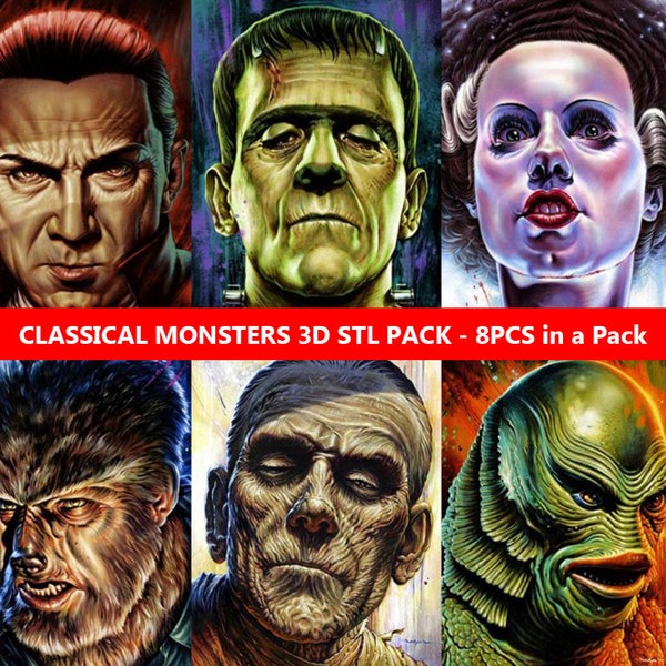 Classic Monsters STL Pack - 8 pcs in a pack (High Quality)