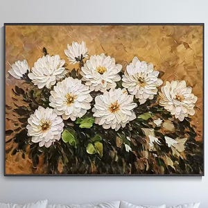 Óleo personalizado jardín de gerberas pintura floral blanca estilo rural europeo decoración hogar regalo cumpleaños