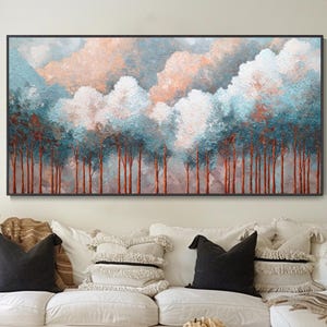 Canvas Flower Trees Abstract Color Texture Forest Wall Mural Large Horizontal Modern Vibrant Nature Tree Art Living Room Art Birthday Gift