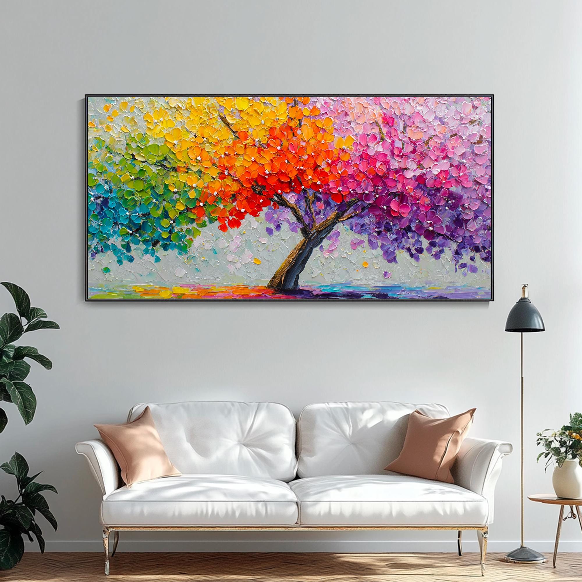 Colorful Flower Tree Hand Texture Wall Art 3D Abstract Boho Nature ...