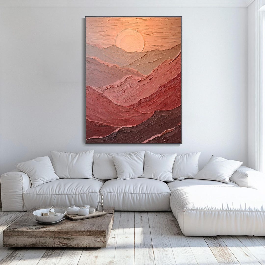 Large Wabi Sabi Landscape Canvas Oil Painting Abstract Soft Mountain ...