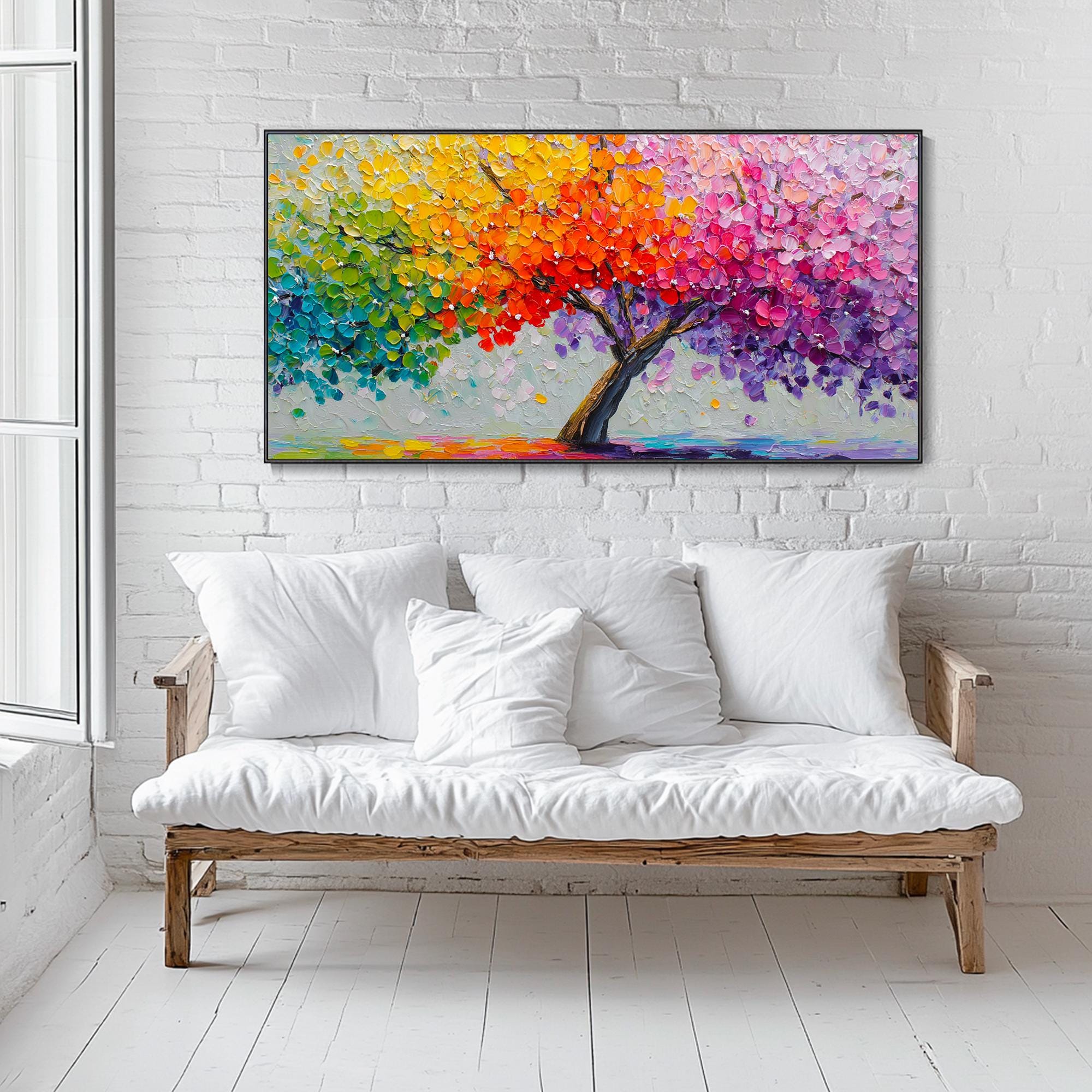 Colorful Flower Tree Hand Texture Wall Art 3D Abstract Boho Nature ...