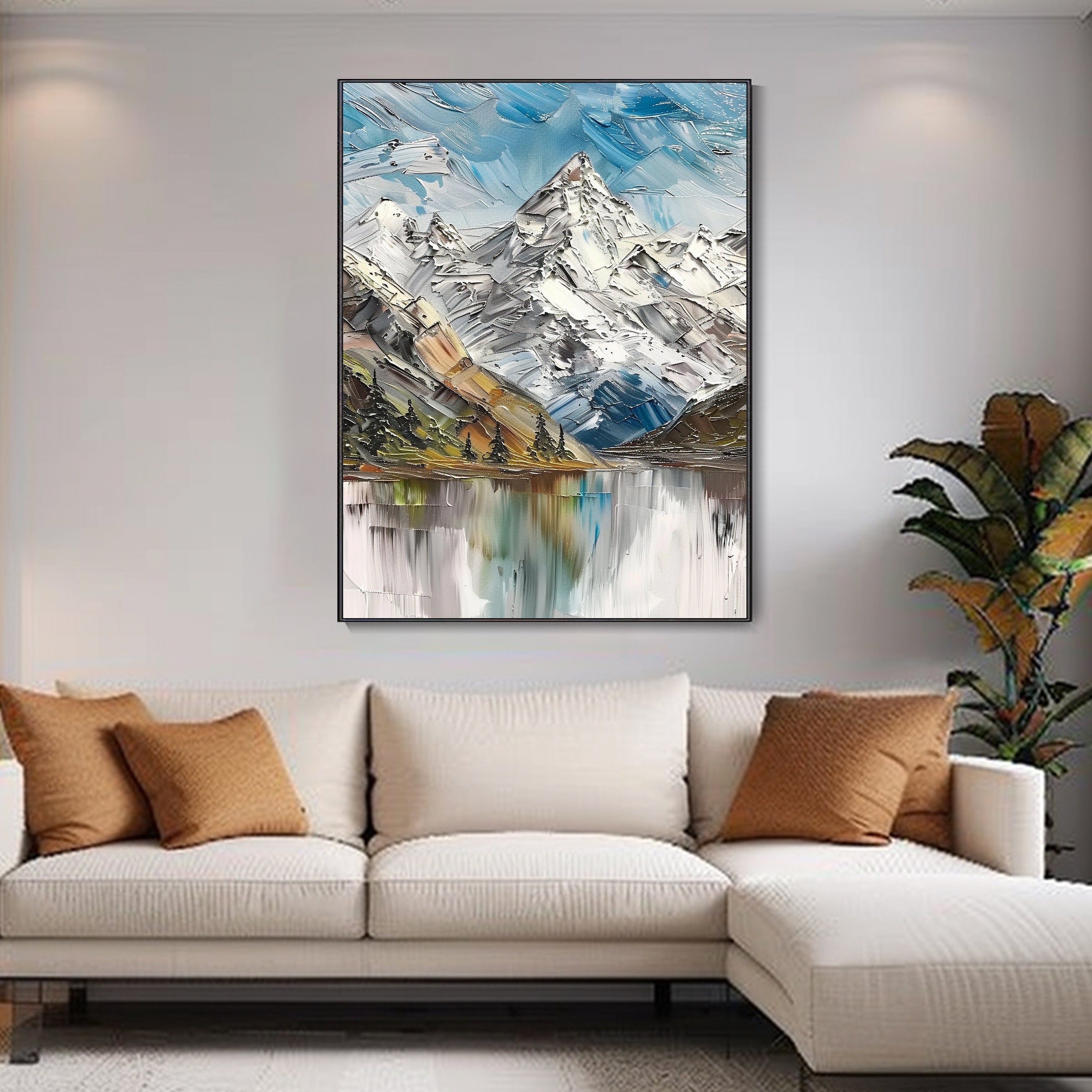 Abstract Snow Mountain Palette Knife Painting Natural Scenery Thick ...