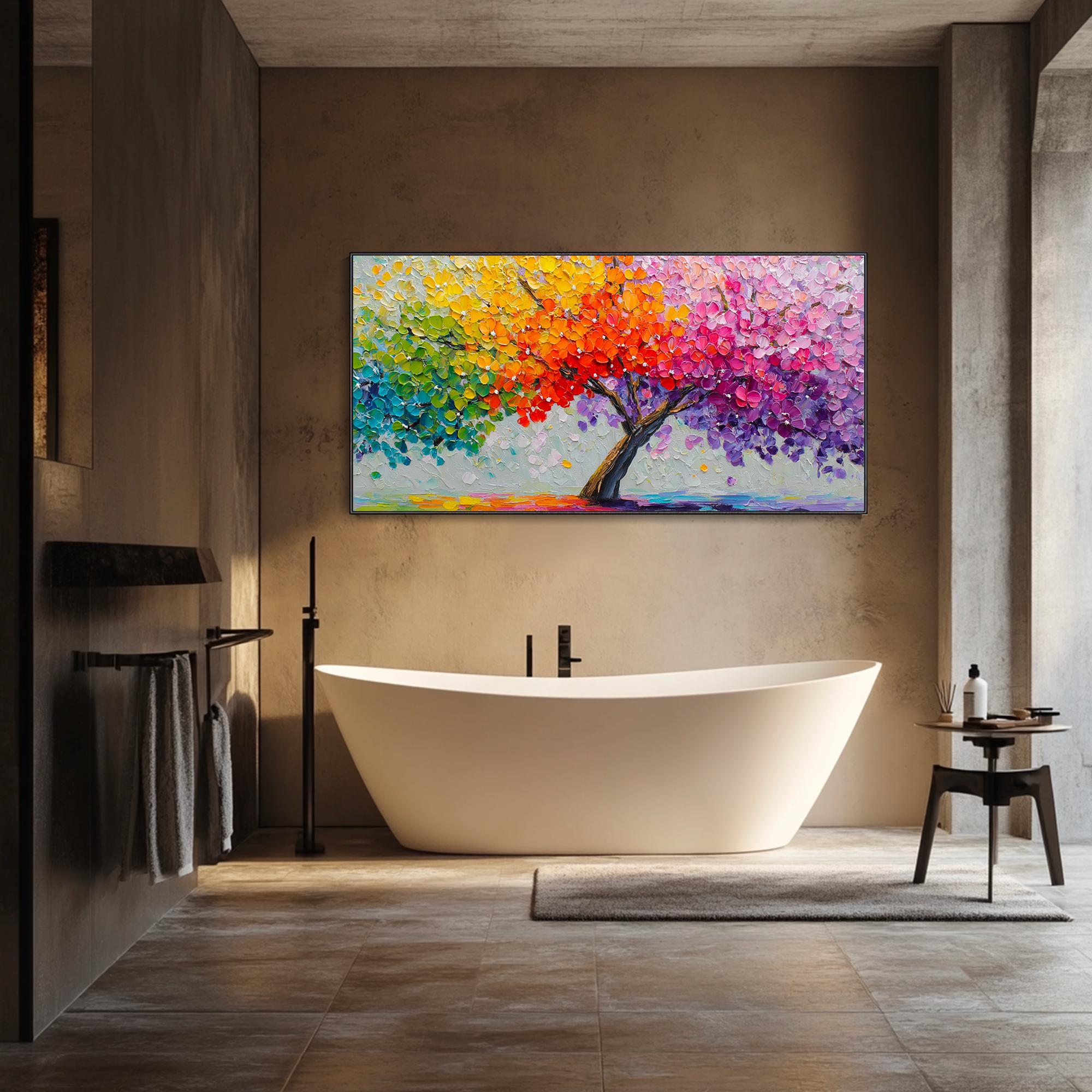 Colorful Flower Tree Hand Texture Wall Art 3D Abstract Boho Nature ...