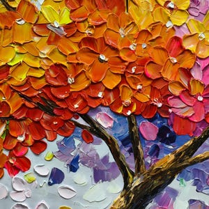 Colorful Flower Tree Hand Texture Wall Art 3D Abstract Boho Nature ...