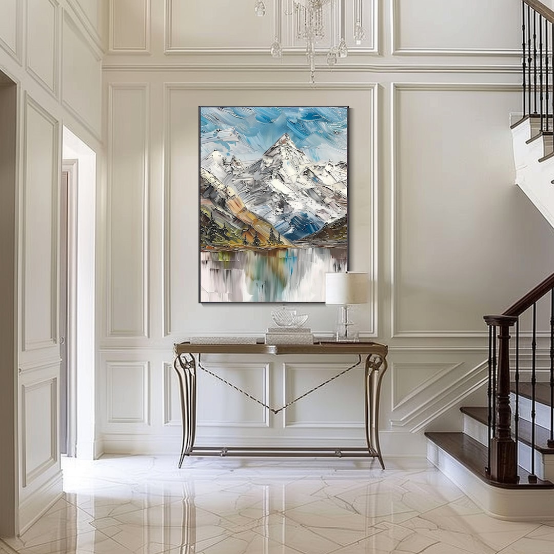Abstract Snow Mountain Palette Knife Painting Natural Scenery Thick ...