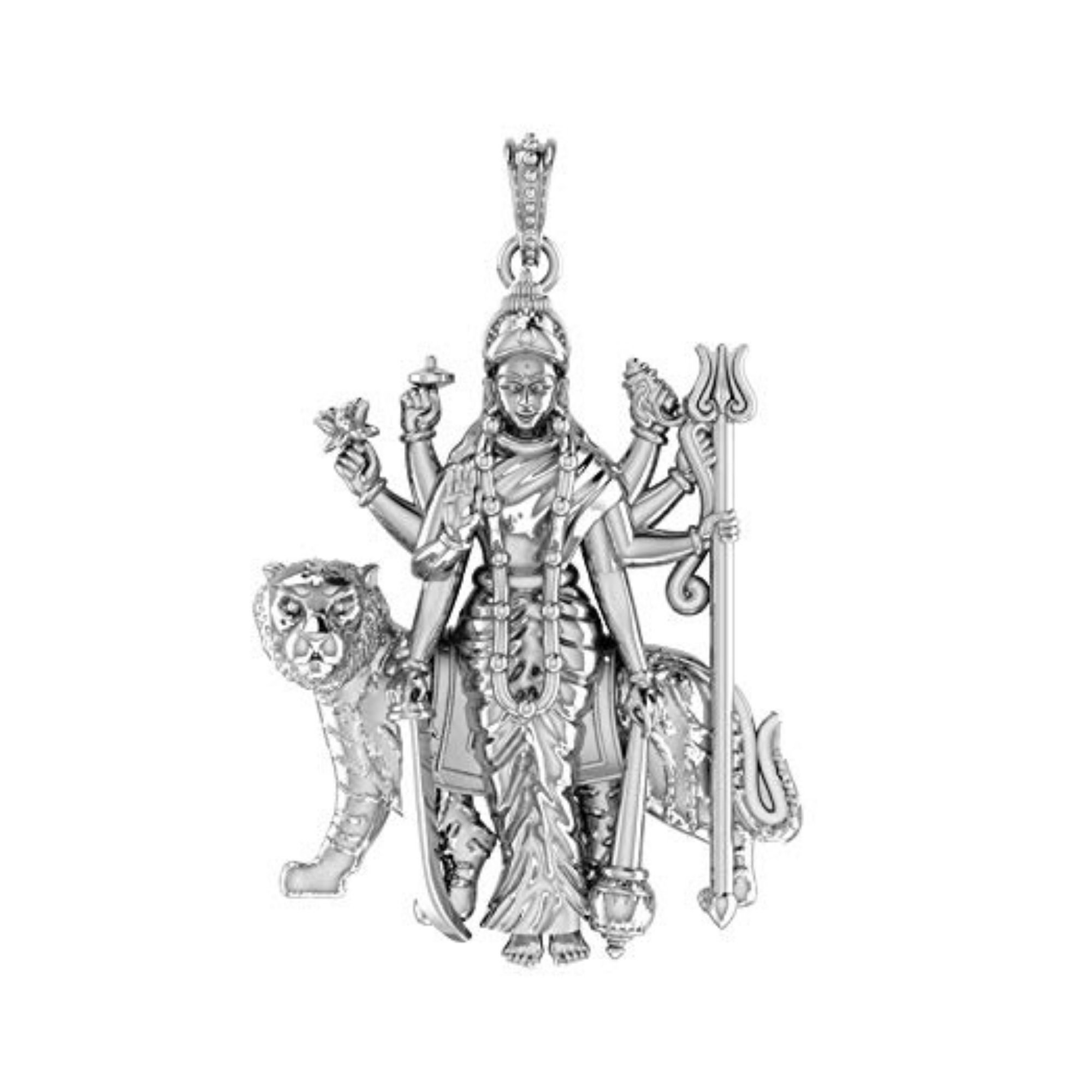 Divine durga matha antique silver idol - jewelnidhi.com
