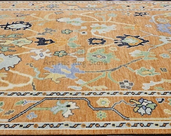 Terracotta Burnt Orange Indian Handmade Oushak Rug 4x6, 5x8, 6x9, 8x10, 9x12, 10x14 ft Handknotted Wool Rugs for Living Room - Bedroom