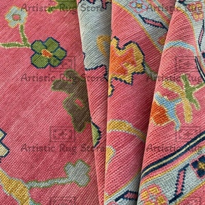 Exquisiter Rosa Oushak Stil Handgeknüpfter Teppich 4x6, 5x8, 6x9, 8x10, 9x12, 10 x 14 ft Handgefertigte Teppiche für Wohnzimmer - Antiker Zeitgenössischer Teppich