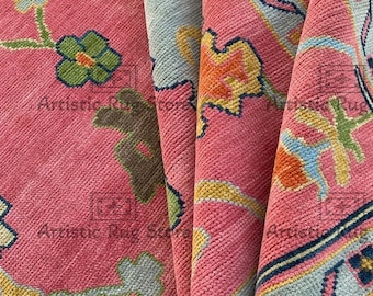 Exquisite Pink Oushak style Hand Knotted Rug 4x6, 5x8, 6x9, 8x10, 9x12, 10x14 ft Handmade Rugs for Living Room - Antique Contemporary rug