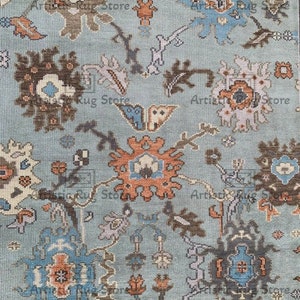 Aqua Blue Oushak Hand Knotted Rug 4x6, 5x8, 6x9, 8x10, 9x12, 10x14 ft Handmade Rugs for Living Room - Antique Ethnic rug for home decor