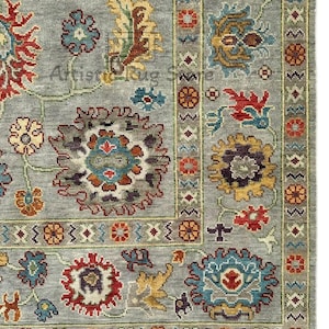 8x10 ft Exquisite Grey Turkish Inspired Oushak Hand Knotted Rug, Handmade Rugs for Living Room - Antique Contemporary rug
