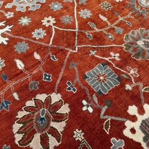 Red Indo Oushak Hand Knotted Rug 4x6, 5x8, 6x9, 8x10, 9x12, 10x14 ft Handmade Rugs for Living Room - Antique Ethnic rug