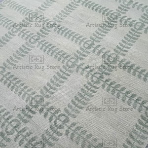 Modern Turkish Green with cream Oushak Made to Order (In Any Size!) Geometric Knotted Modern Oushak rug/ large area/sage/muted oushak rug.