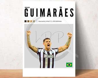 Bruno Guimaraes - Newcastle United - A4 Print - Football Player Art, Sports Decor, Gift for Fans, Digital Art, INSTANT DOWNLOAD