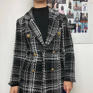 Women Tweed jacket Priscilla IO. - elegant jacket - coat - gold buttons - sartorial - blazer - handmade - high quality - made in Italy