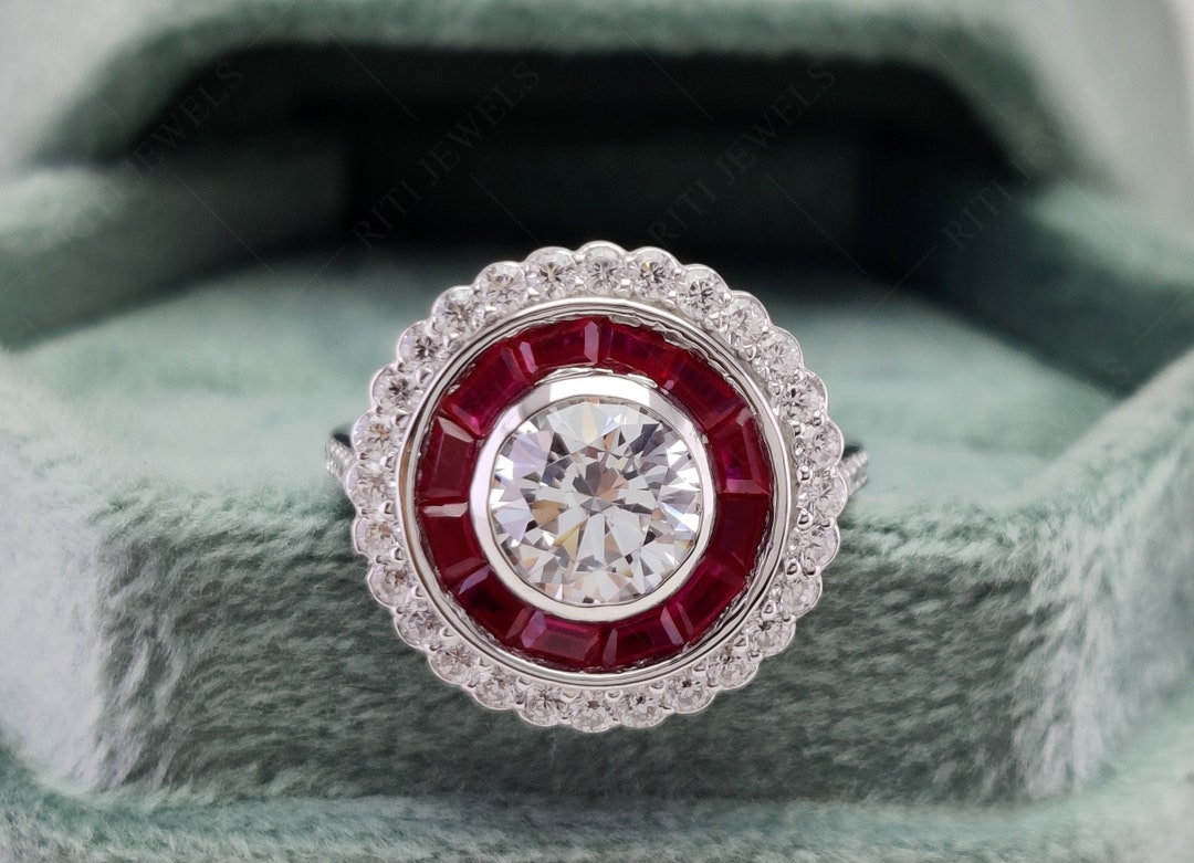Ruby Target Ring, Estate Jewelry Rings, Art Deco Vintage Inspired ...
