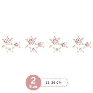Può includere: Design floreale ricamato con fiori rosa e foglie verdi. Disponibile in due misure, 18 e 26 cm. I fiori sono disposti in gruppi, creando un'estetica delicata e femminile.