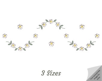 Creative Flower Border Embroidery Design - Creative Border And Corner Machine Embroidery Pattern & Designs – 3 Sizes – Instant Download