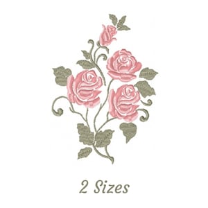 ロマンチックなバラの花の刺繍デザイン - クリエイティブな機械刺繍パターンとデザイン - 2 つのサイズ - すぐにダウンロード