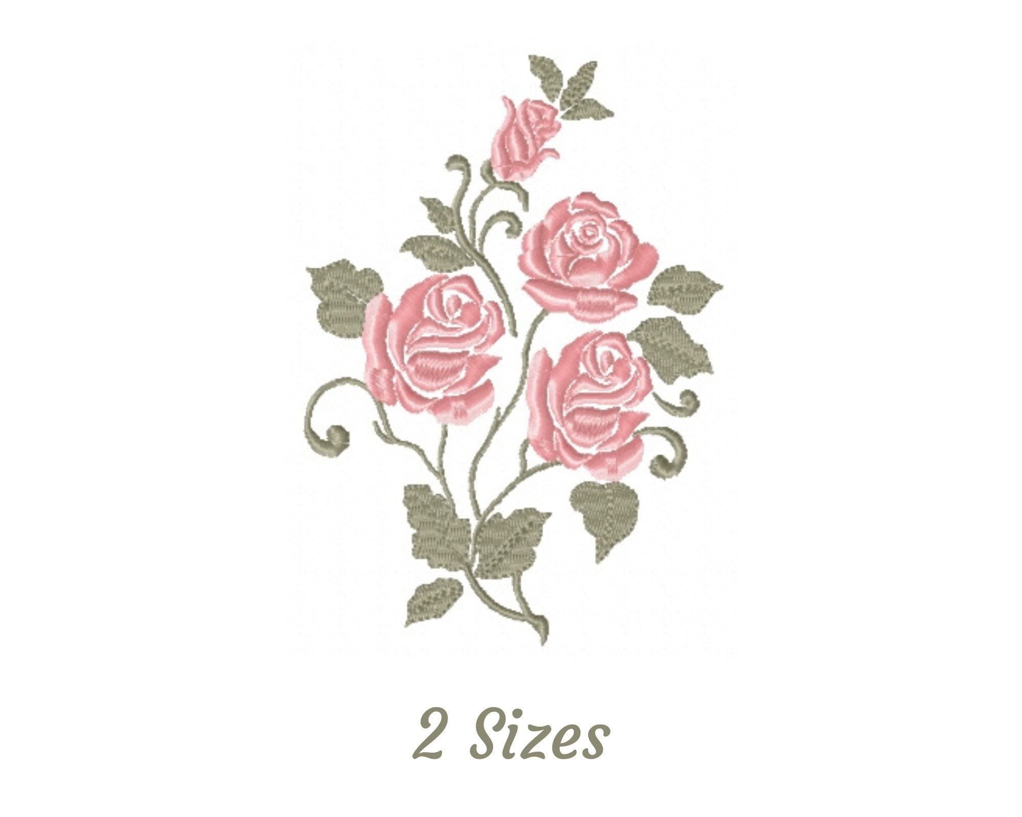 Romantic Rose Flowers Embroidery Design - Creative Machine Embroidery Pattern & Designs – 2 Sizes – Instant Download