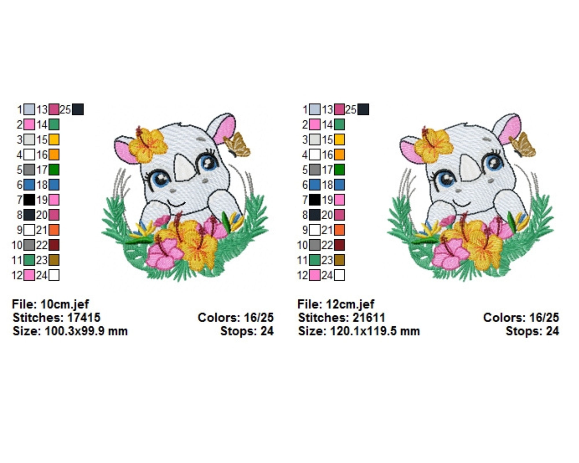 Baby Rhino Machine Embroidery Designs Instant Download Etsy