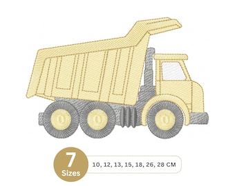 Dump Truck Embroidery Design | Construction Vehicle Machine Embroidery Pattern | Digital Download – 7 Sizes