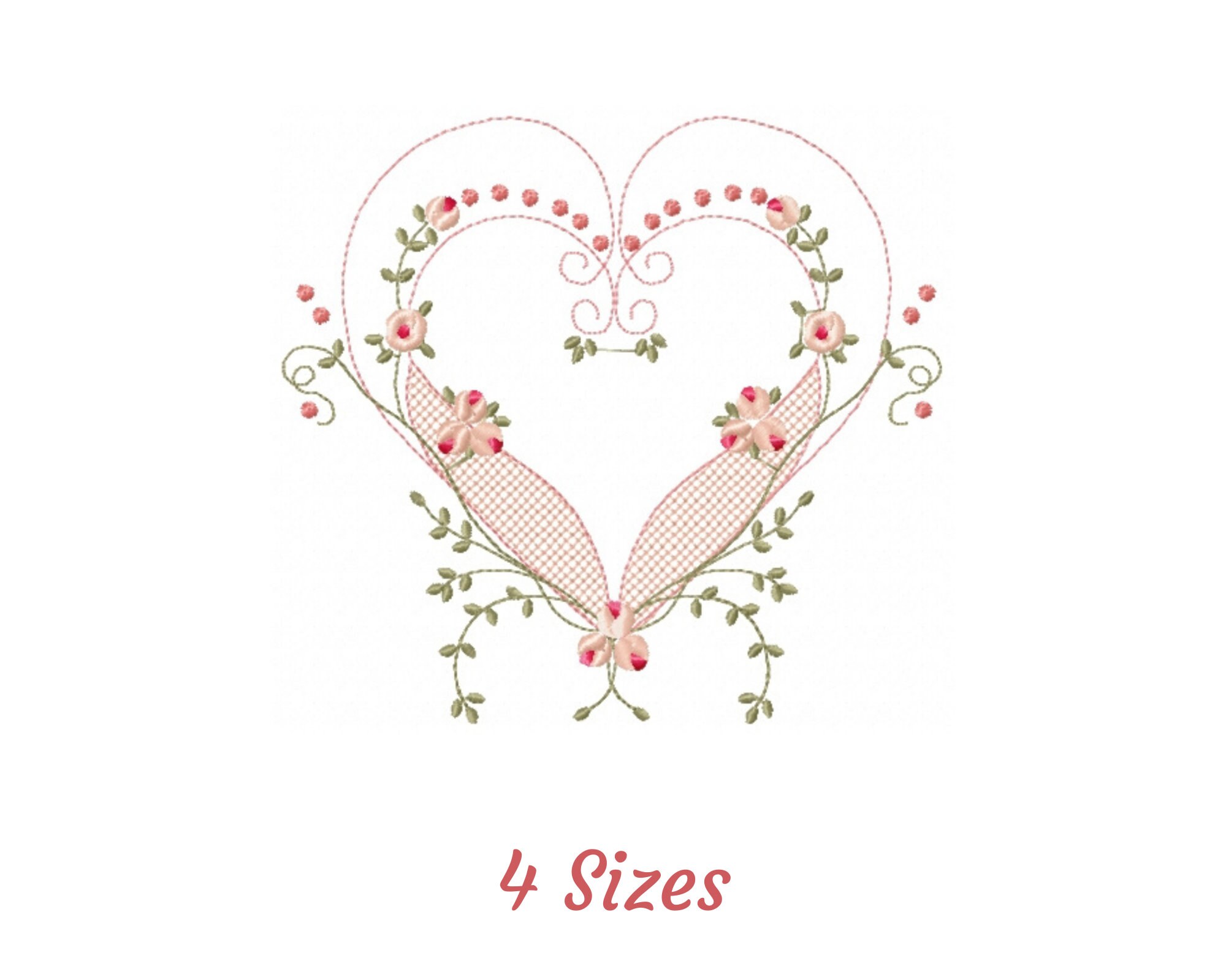 Floral Heart Embroidery Design Machine Embroidery Pattern - Etsy