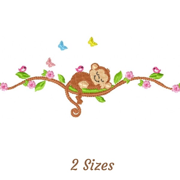 Lazy Monkey Machine Embroidery Design, Instant Download