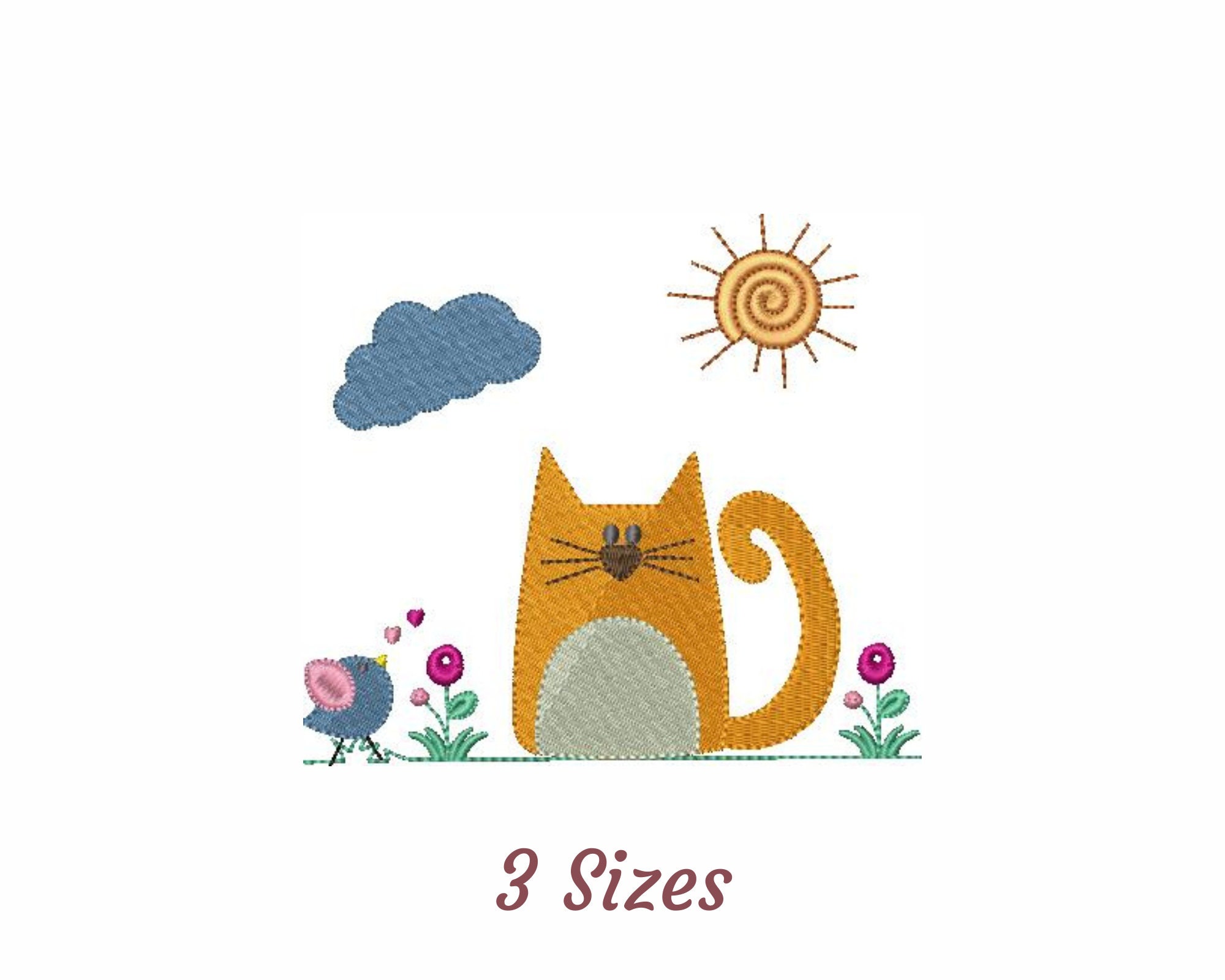 Cute Cat Embroidery Design, Machine Embroidery Pattern - Instant ...