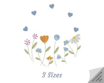 Whimsical Garden Embroidery Design - Garden Machine Embroidery Pattern - Instant Download Machine Pattern , - 3 Size