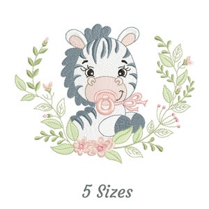 Baby Zebra Embroidery Design - Cute Baby Animal Machine Embroidery Pattern & Designs – 5 Sizes – Instant Download