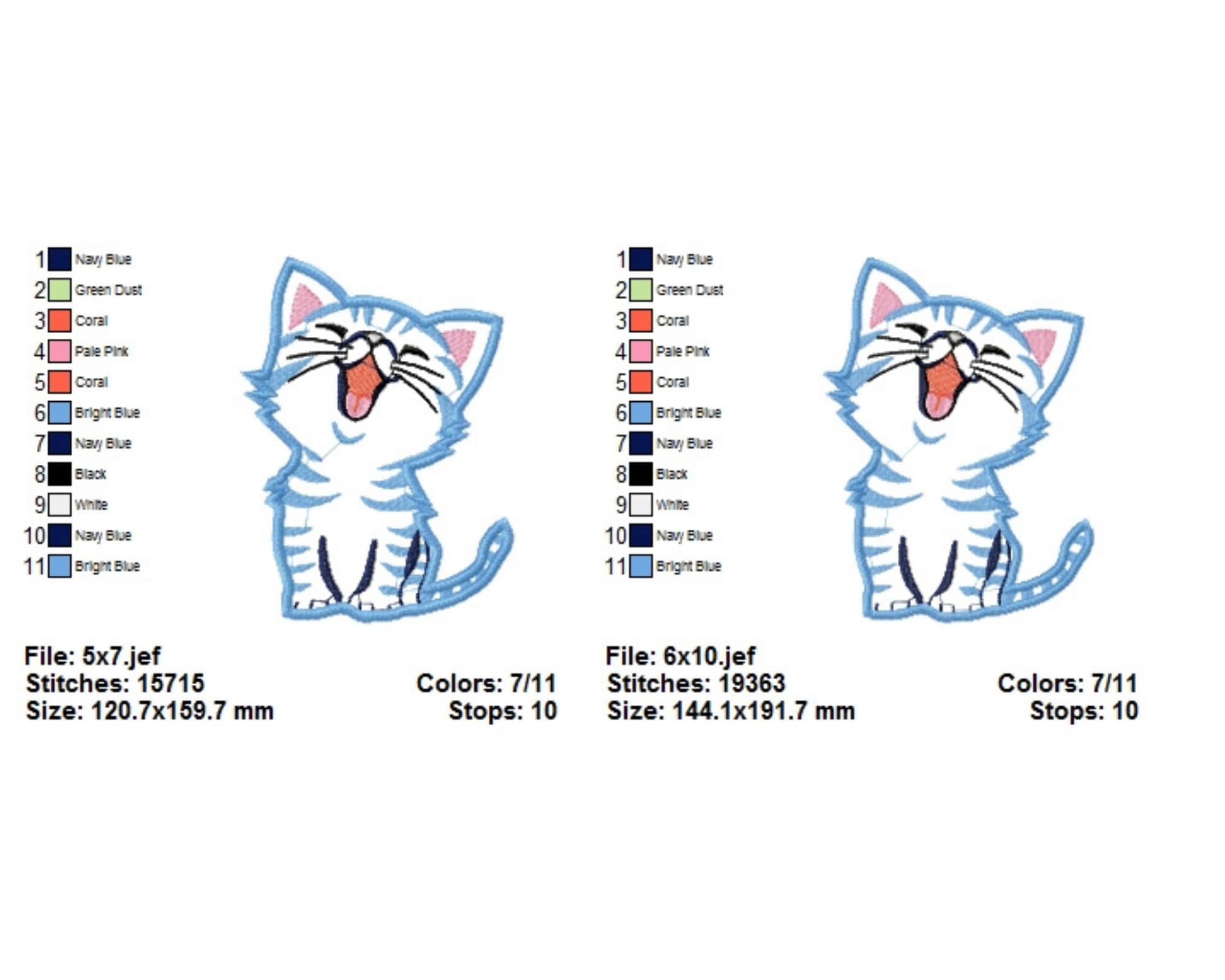 Cat Machine Embroidery Design - Cute Cat Machine Embroidery Pattern ...