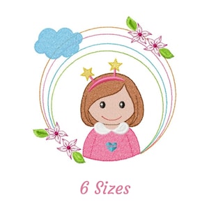 Cute Baby Girl Embroidery Design - Cute Girl Machine Embroidery Pattern & Designs – 6 Sizes – Instant Download