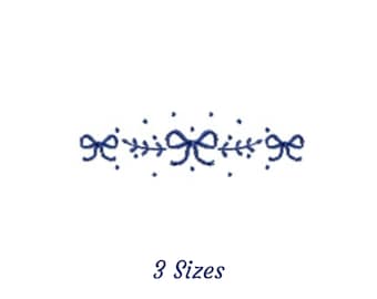 Bow Border Embroidery Design, Machine Embroidery Pattern - Instant Download