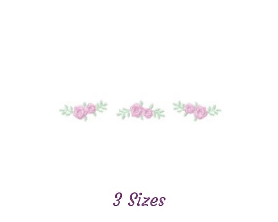 Rose Flower Border Embroidery Design - Creative Border Corner Machine Embroidery Pattern & Designs – 3 Sizes – Instant Download