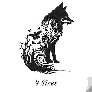 Creative Wolf Embroidery Design - Wolf Machine Embroidery File , - Instant Wolf Embroidery Pattern , - 4 Size
