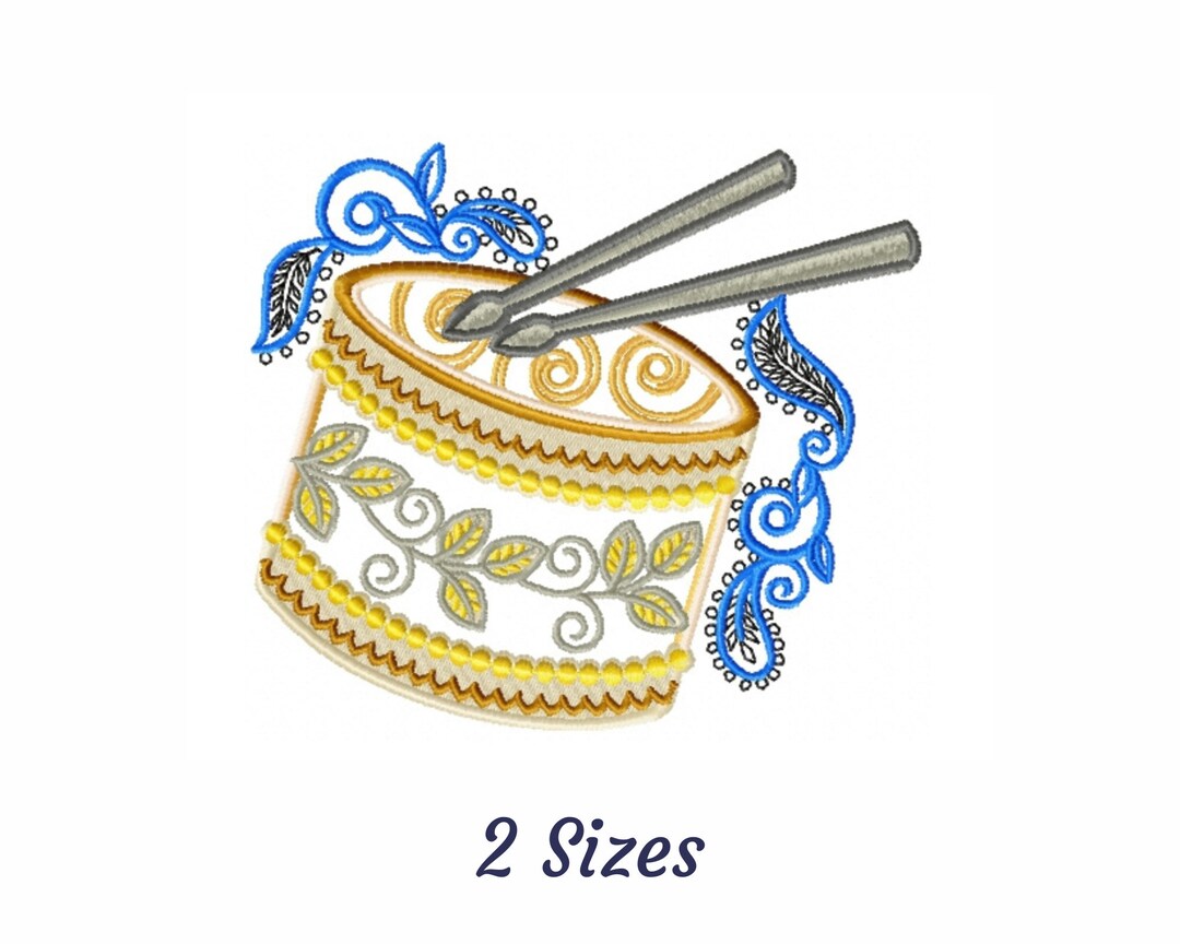 Creative Drums Embroidery Design, Machine Embroidery Pattern Instant