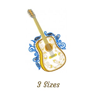 Guitar Embroidery Design, Machine Embroidery Pattern - Instant Download